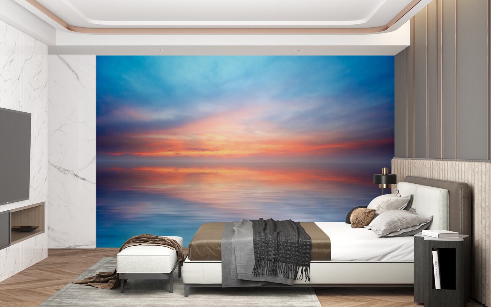 Fototapeta zachód słońca spokojny na morzu