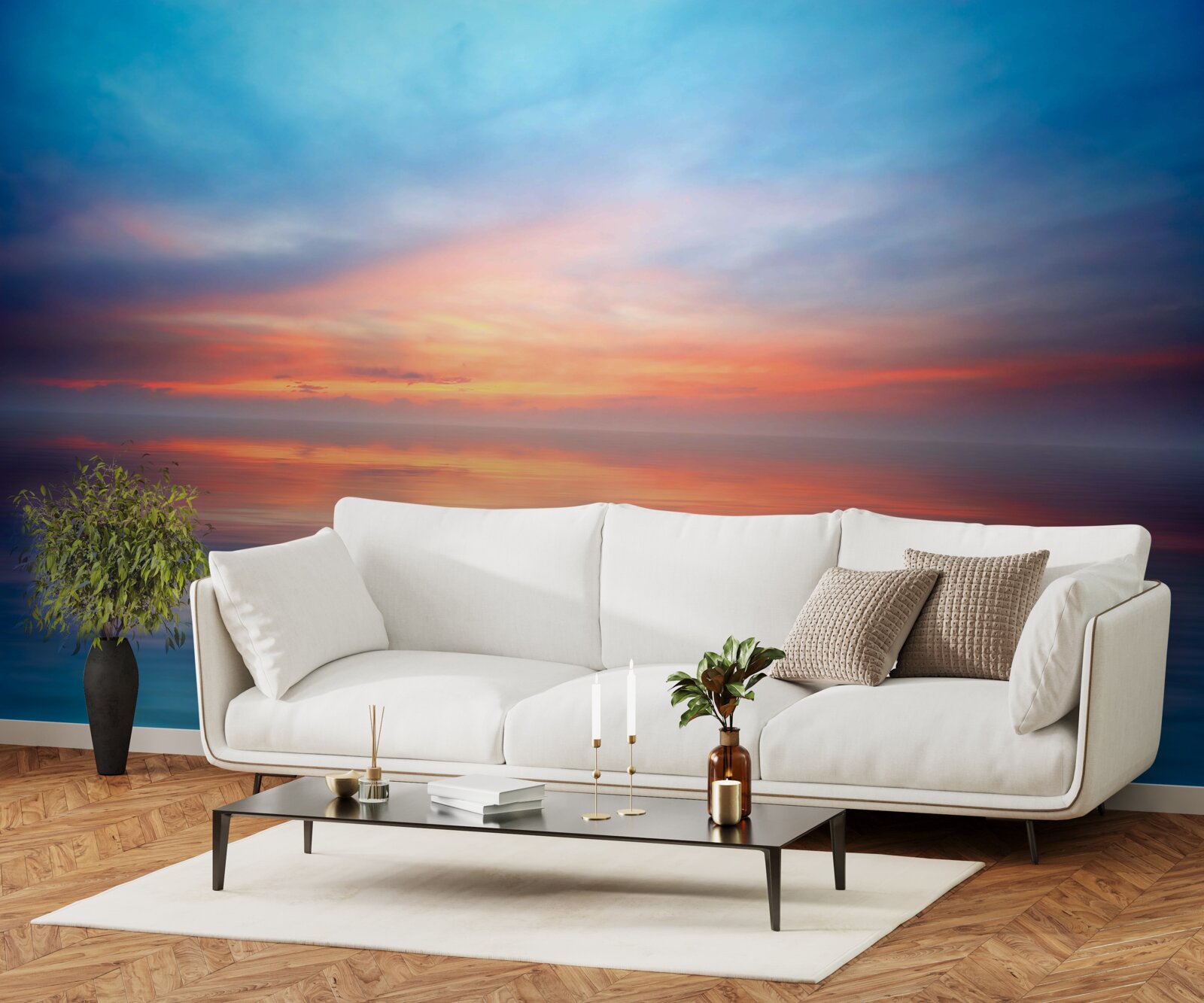 Fototapeta zachód słońca spokojny na morzu