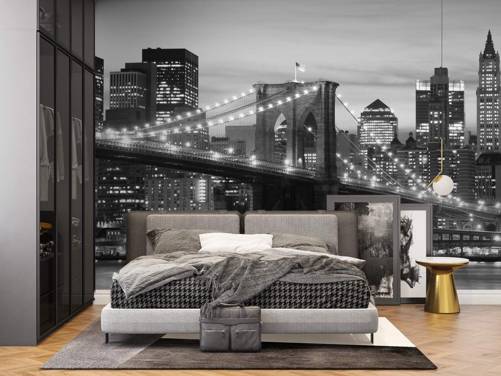 Fototapeta most brookliński w czerni i bieli