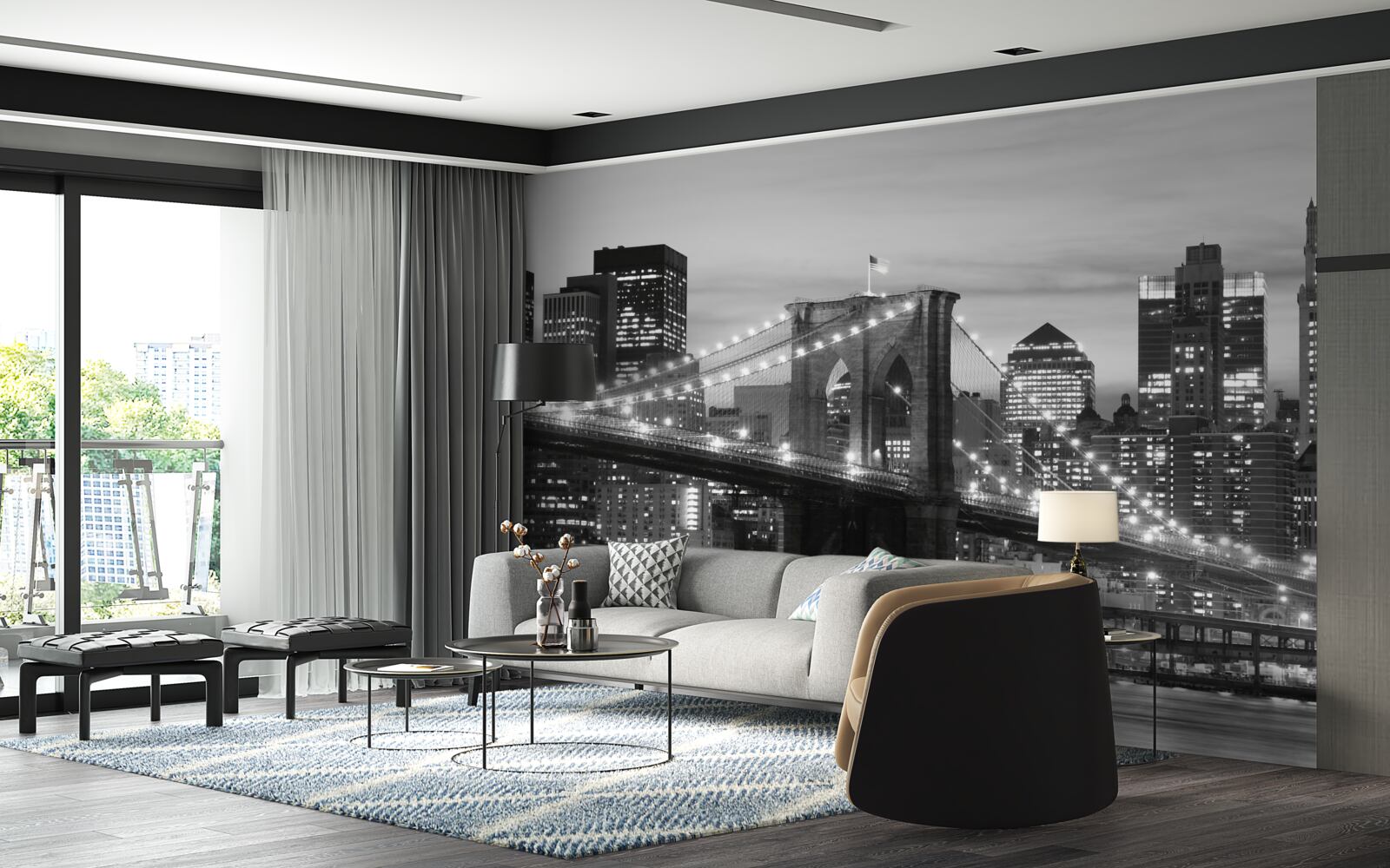 Fototapeta most brookliński w czerni i bieli