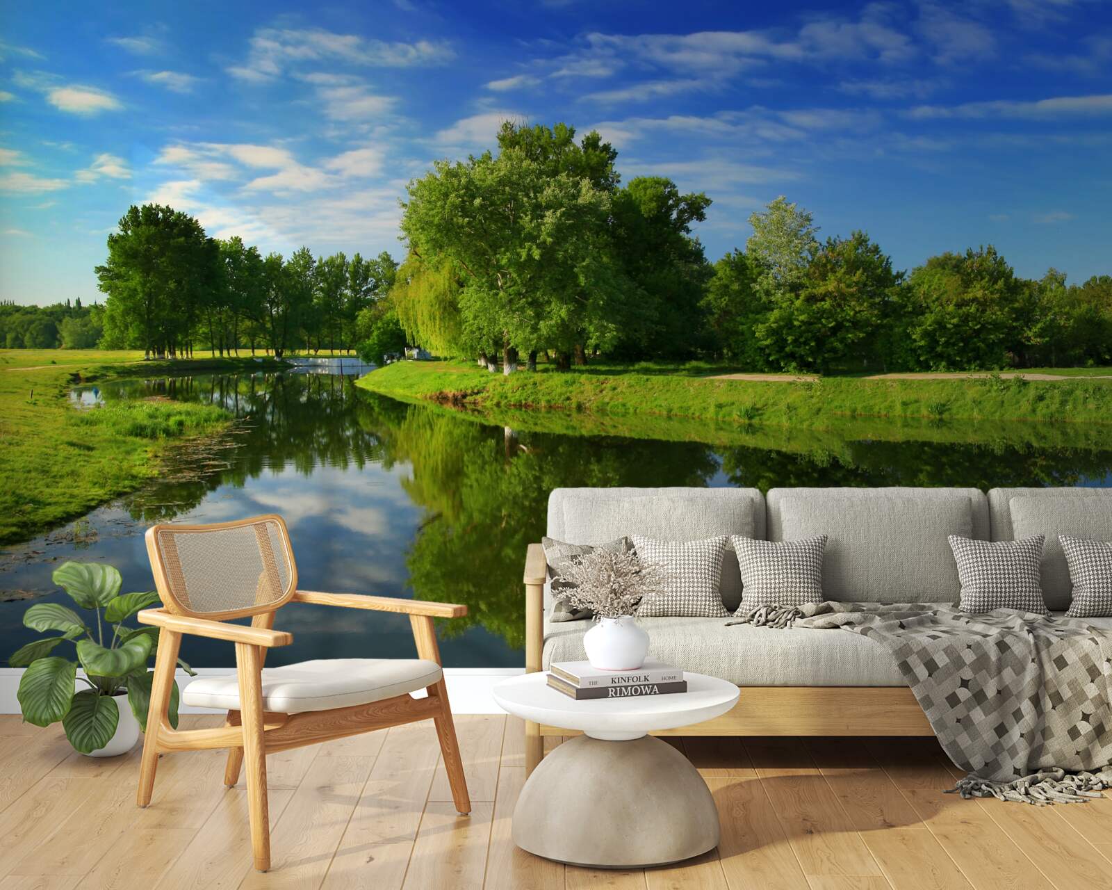 Fototapeta rzeka jest otoczona drzewami