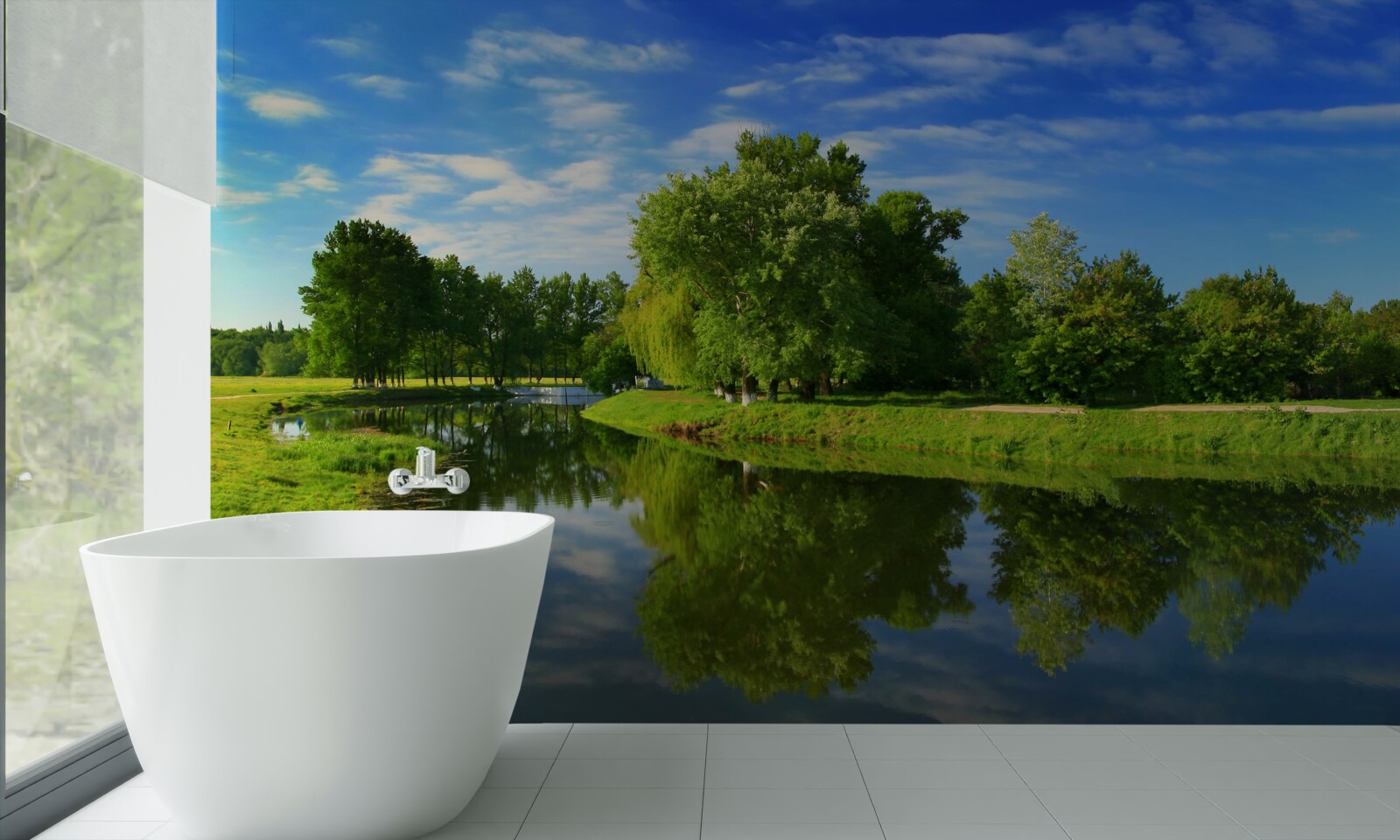 Fototapeta rzeka jest otoczona drzewami