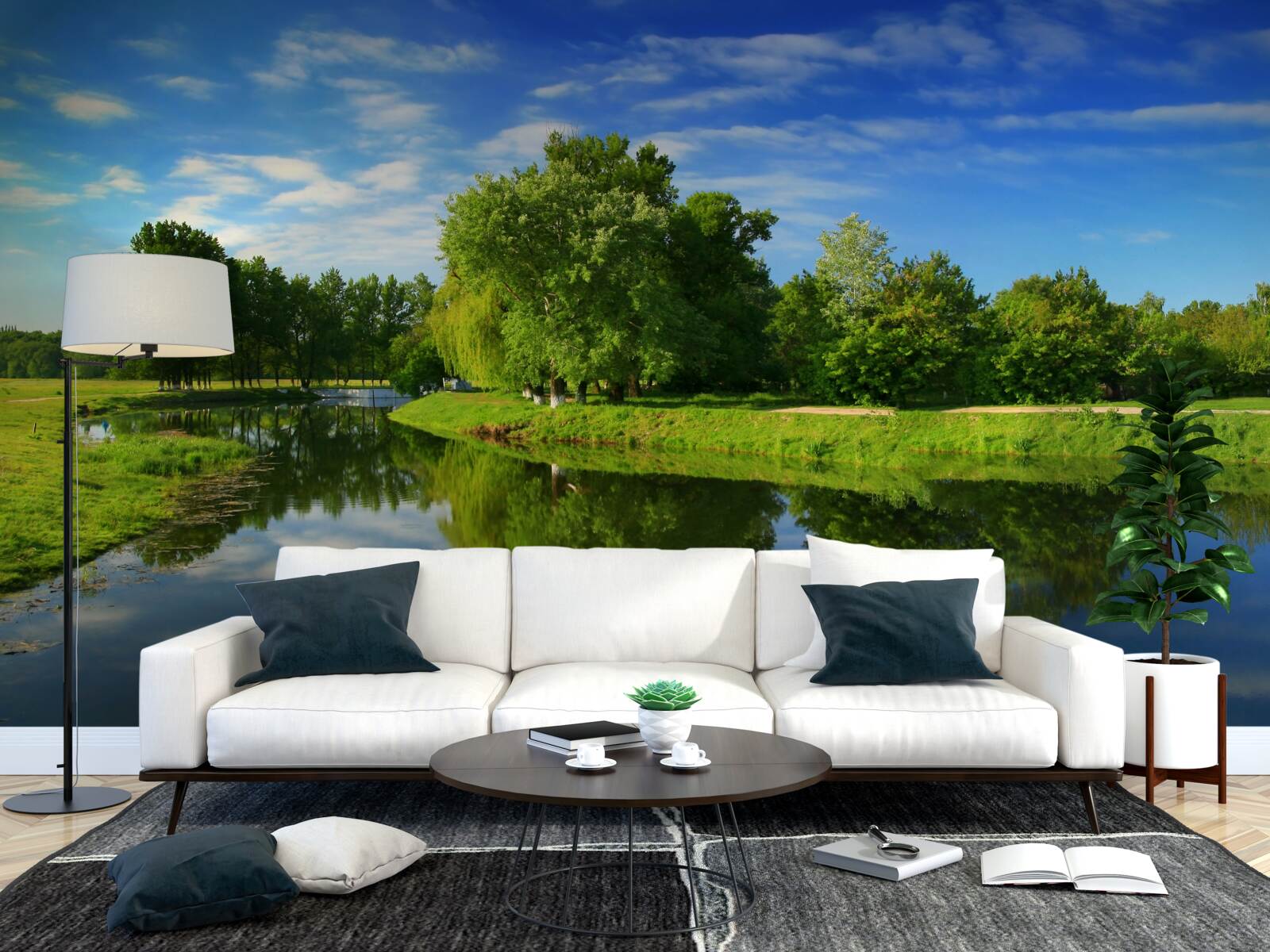 Fototapeta rzeka jest otoczona drzewami