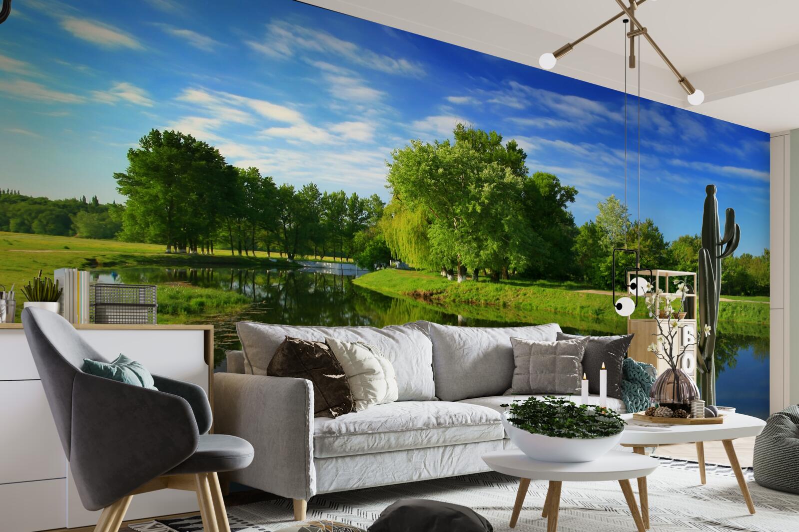 Fototapeta rzeka jest otoczona drzewami