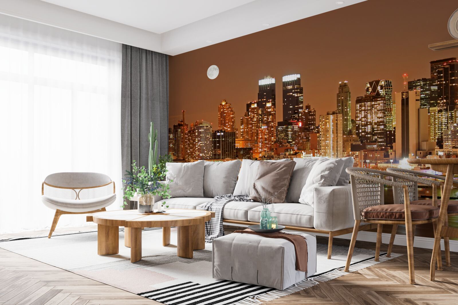 Fototapeta miasto jest oświetlone przez księżyc w pełni