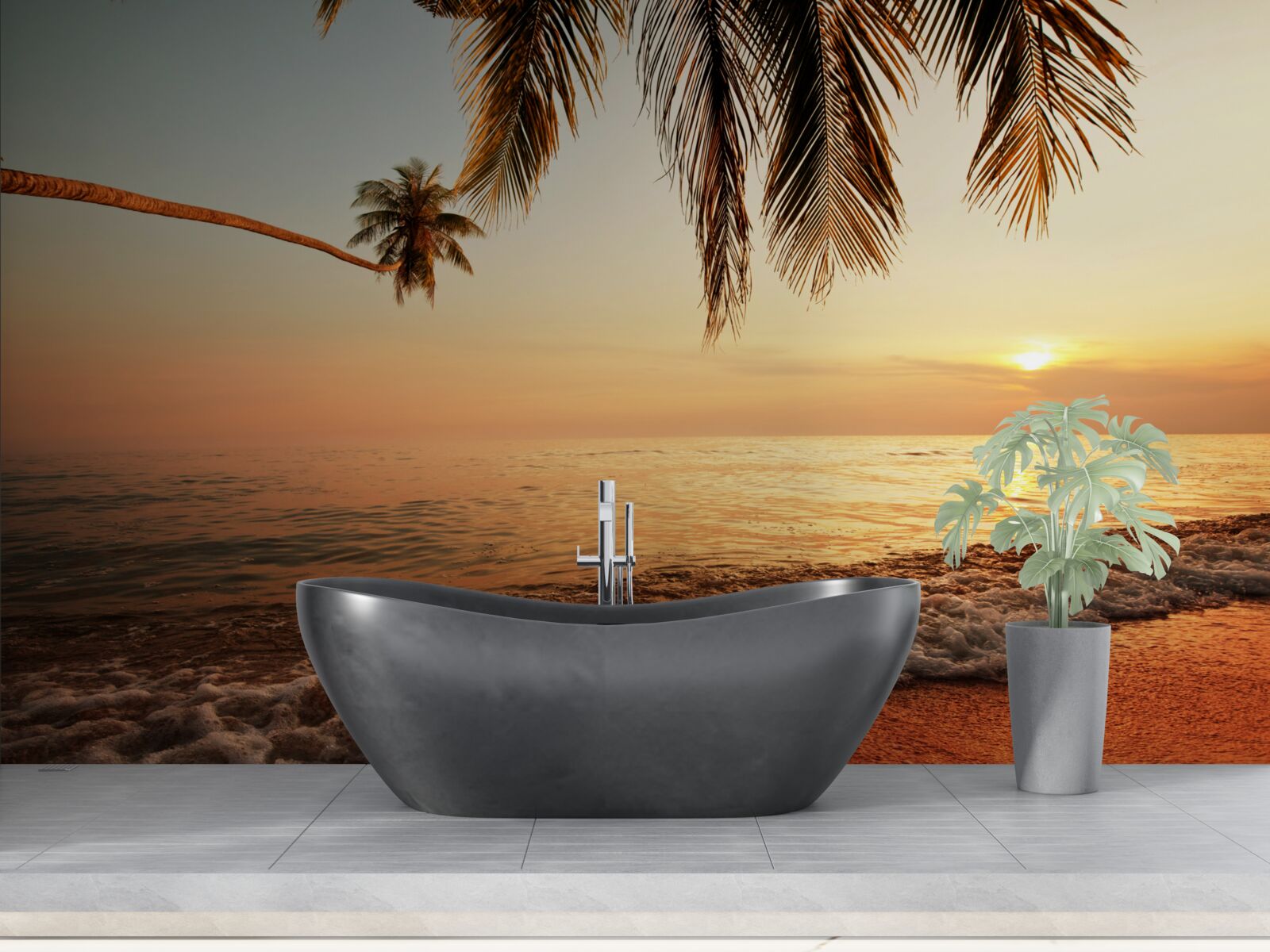 Fototapeta tropikalna wyspa o zachodzie słońca