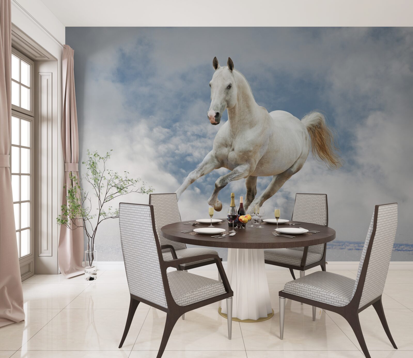 Fototapeta galopuje biały koń