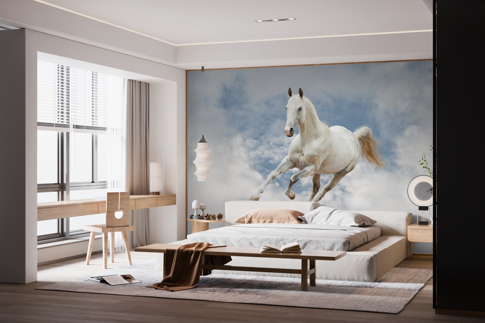 Fototapeta galopuje biały koń