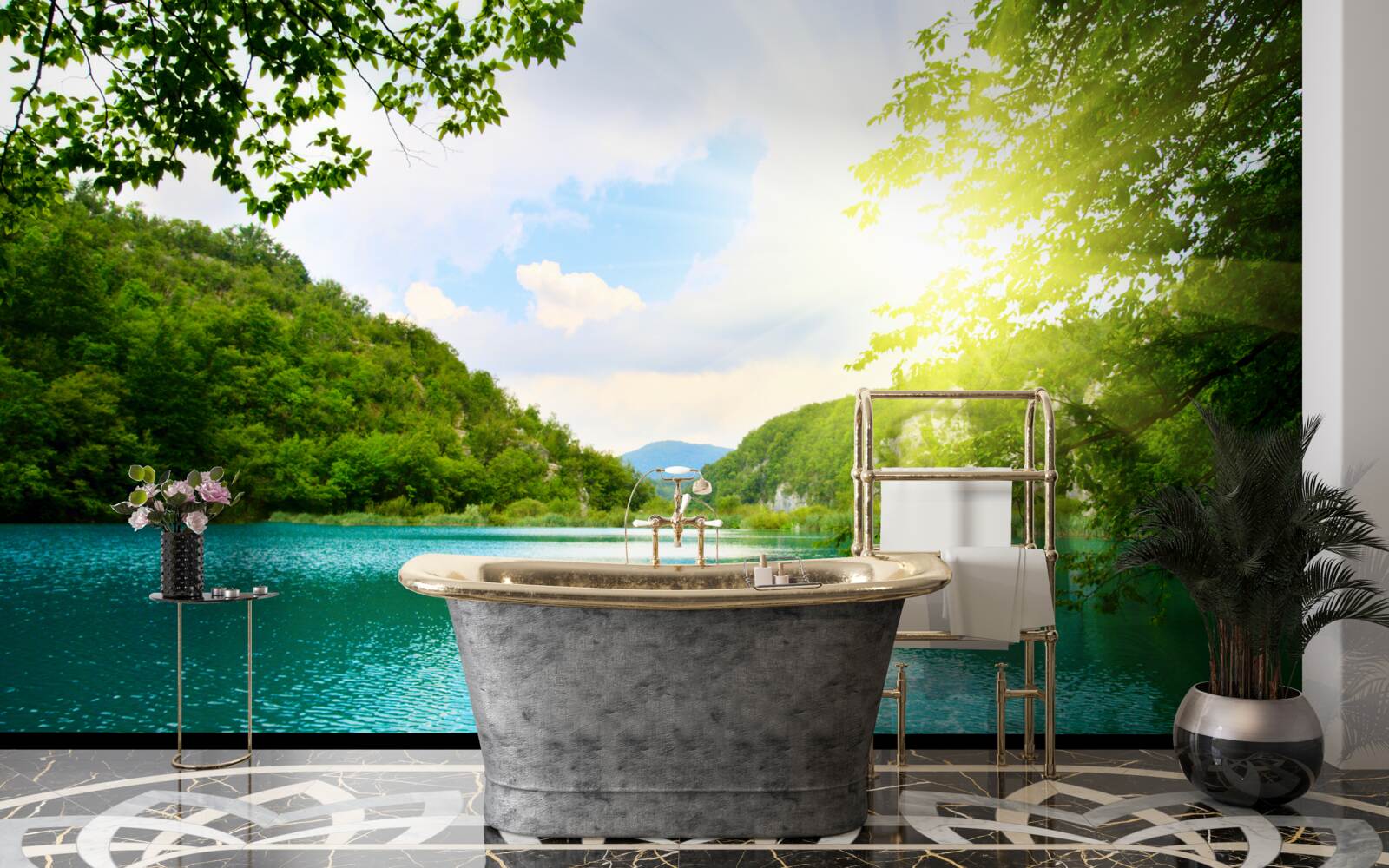 Fototapeta wschód słońca nad powierzchnią wody