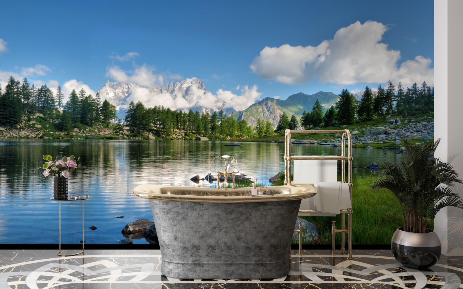 Fototapeta letni smak spokojnej górskiej rzeki