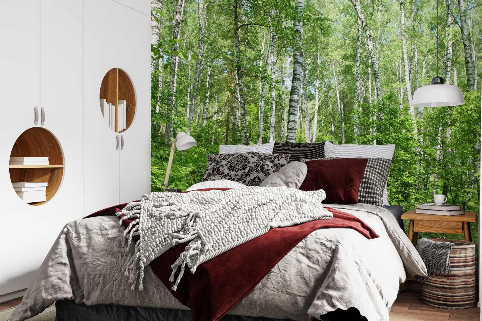 Fototapeta Ścieżka przez las brzozowy w sezonie letnim