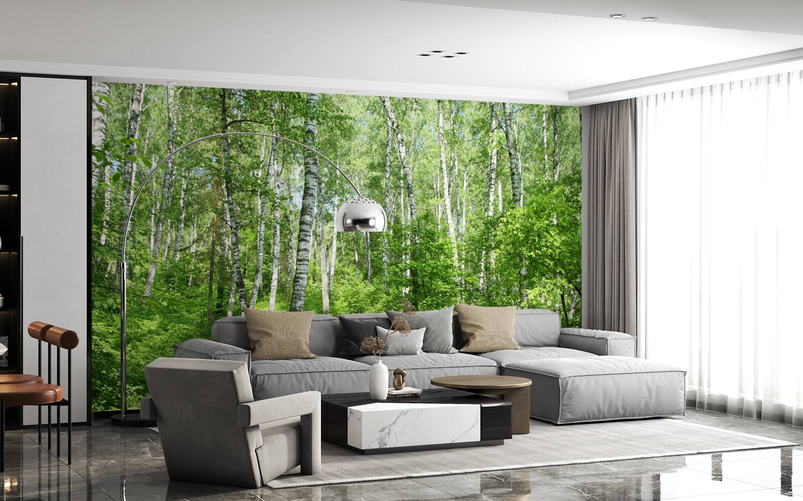 Fototapeta Ścieżka przez las brzozowy w sezonie letnim