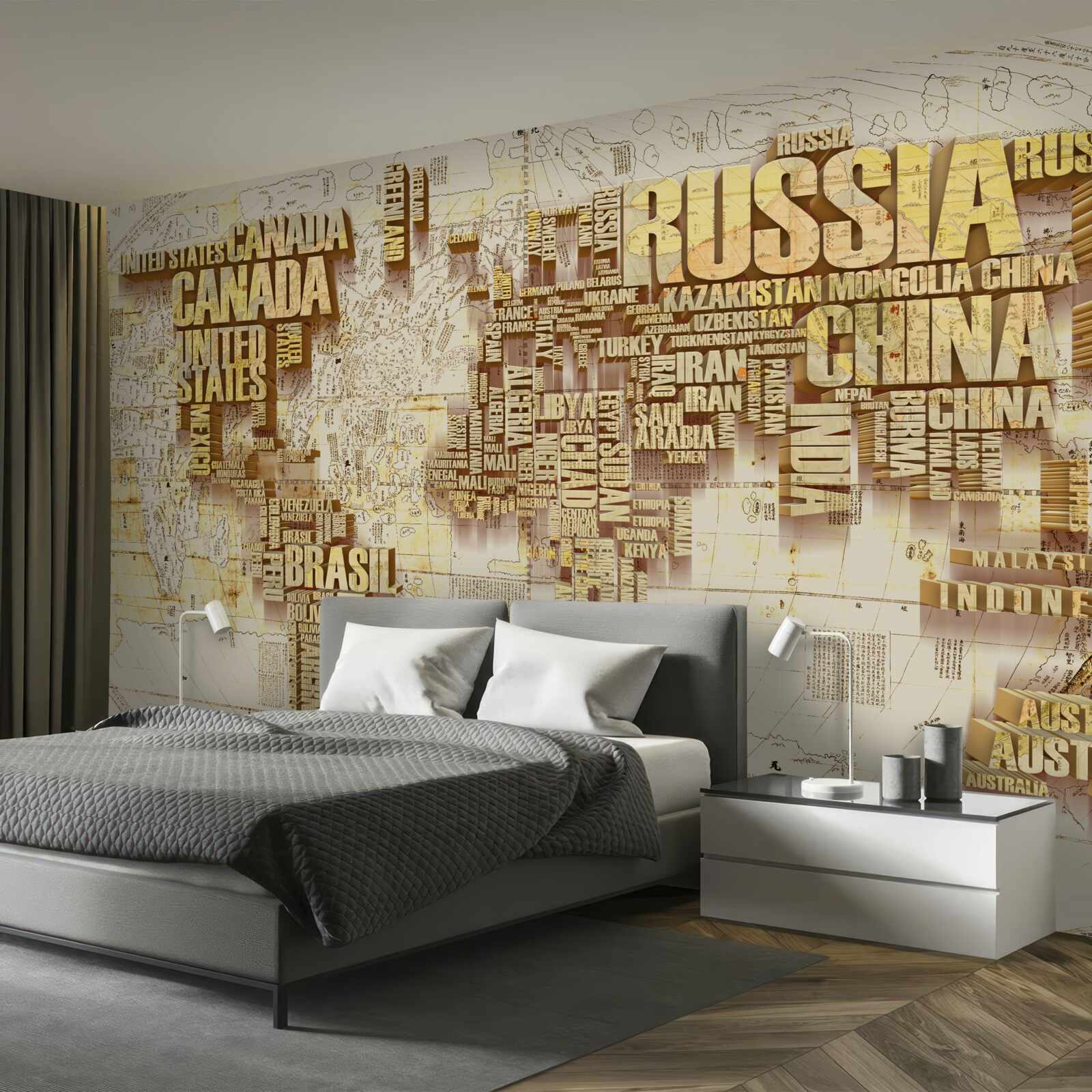 Fototapeta globe składa się z nazw państw