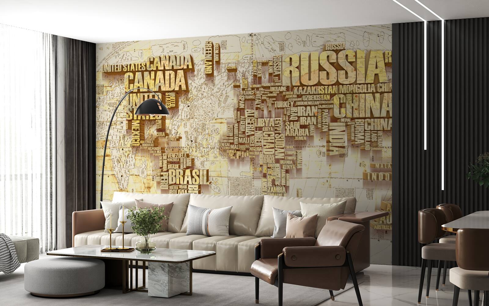 Fototapeta globe składa się z nazw państw