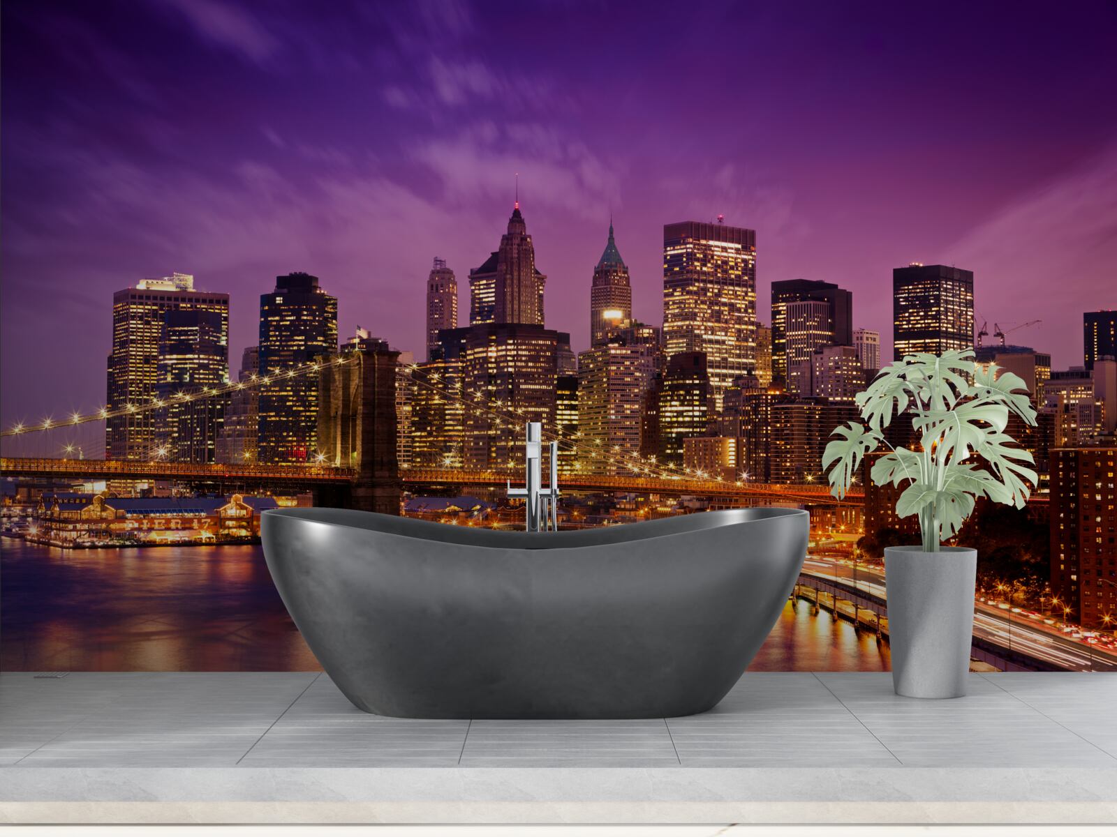 Fototapeta most brookliński nocą