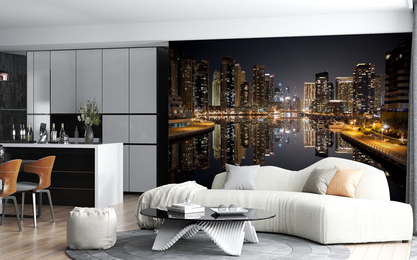 Fototapeta odbicie drapaczy chmur w wodzie