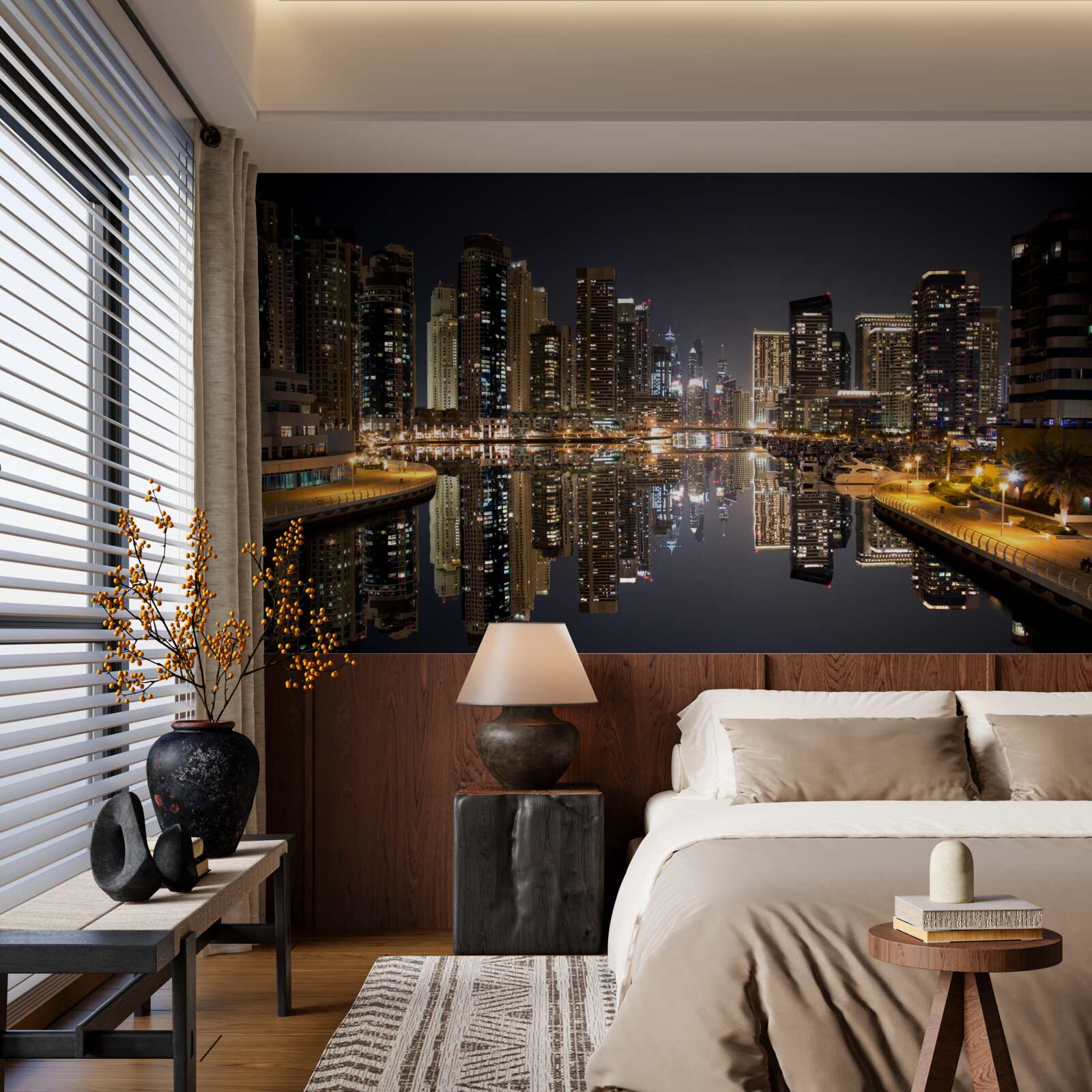 Fototapeta odbicie drapaczy chmur w wodzie