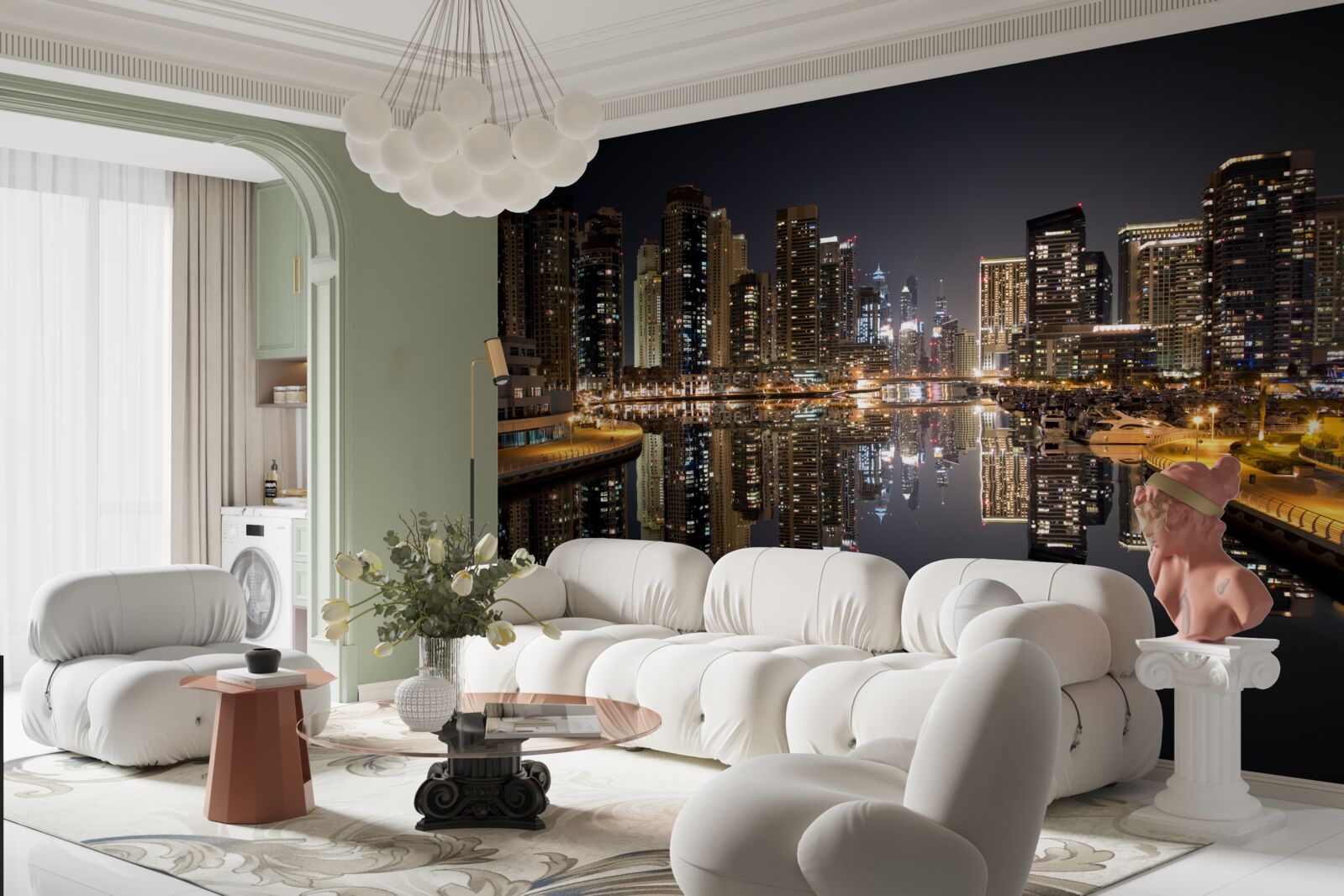 Fototapeta odbicie drapaczy chmur w wodzie