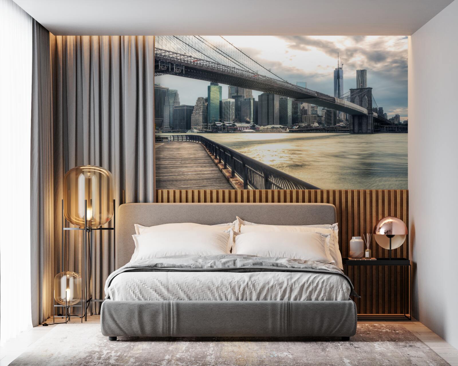 Fototapeta promenada pod mostem brooklińskim