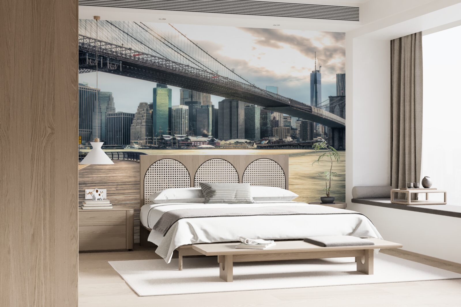 Fototapeta promenada pod mostem brooklińskim