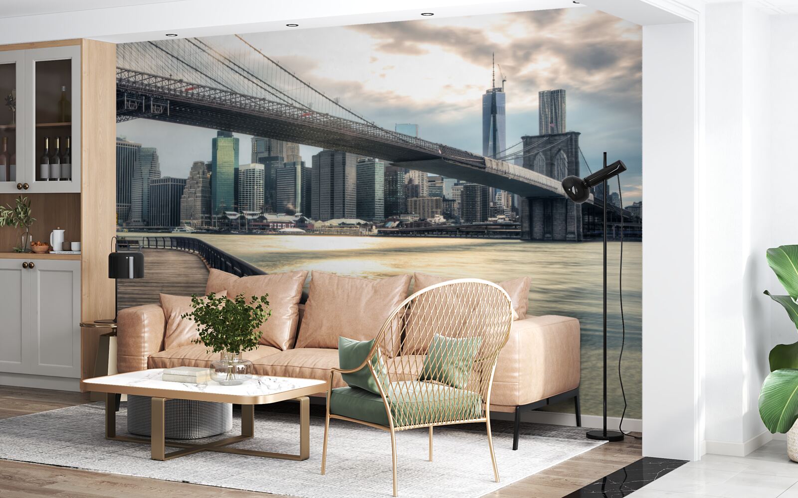 Fototapeta promenada pod mostem brooklińskim