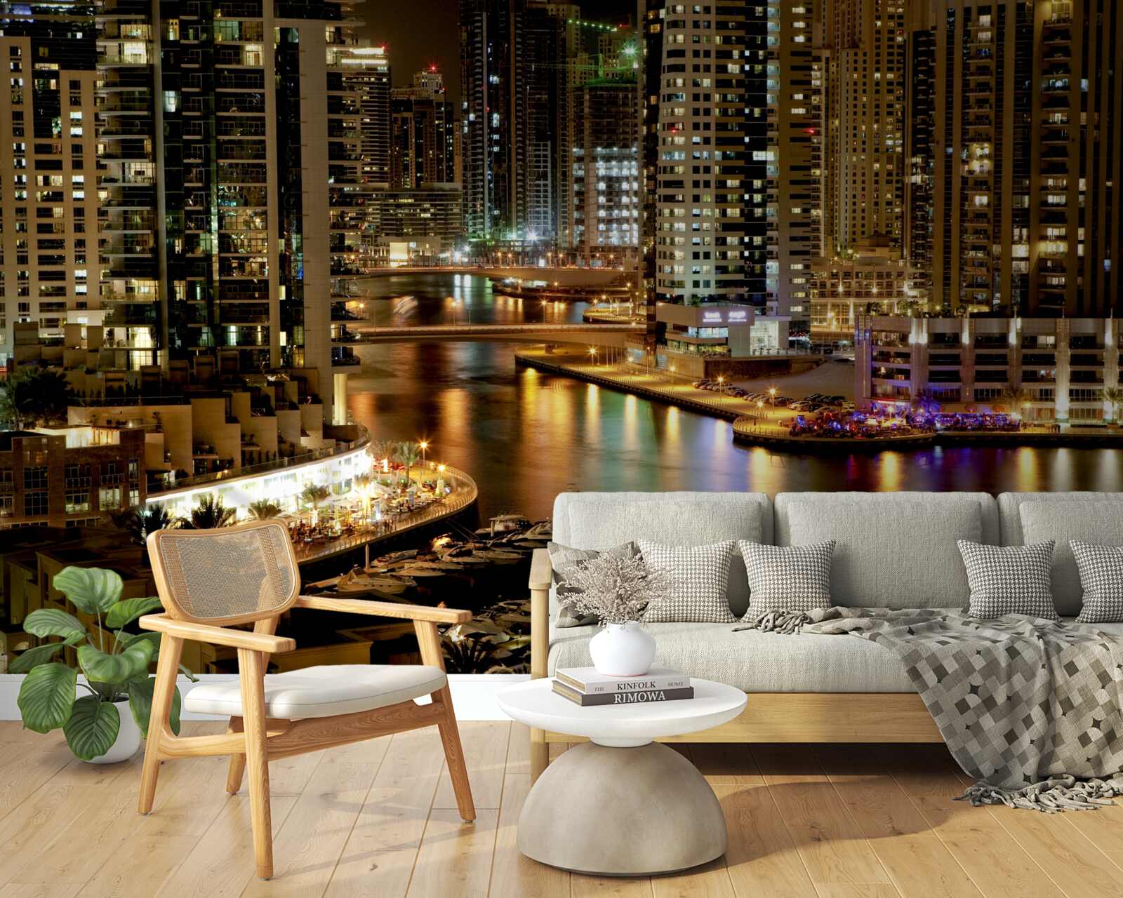 Fototapeta nocne molo z łodziami