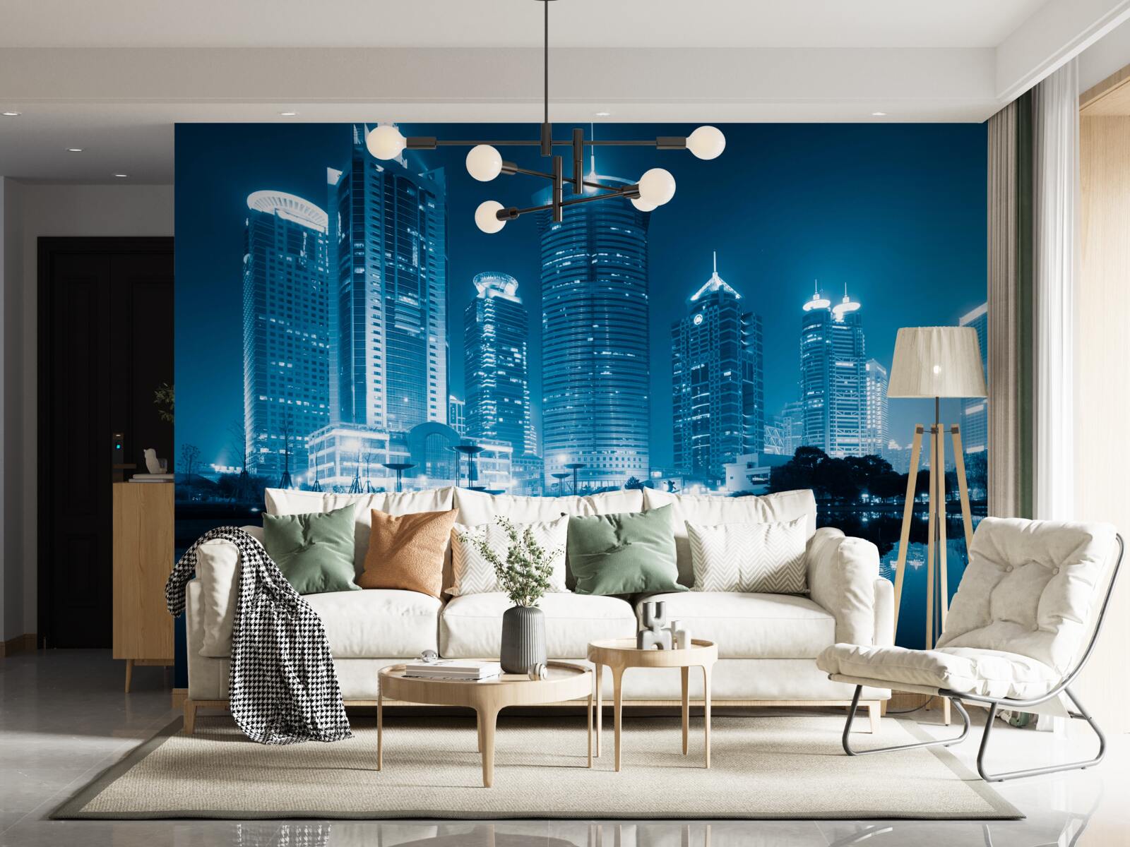 Fototapeta nocny szanghaj w świetle latarni