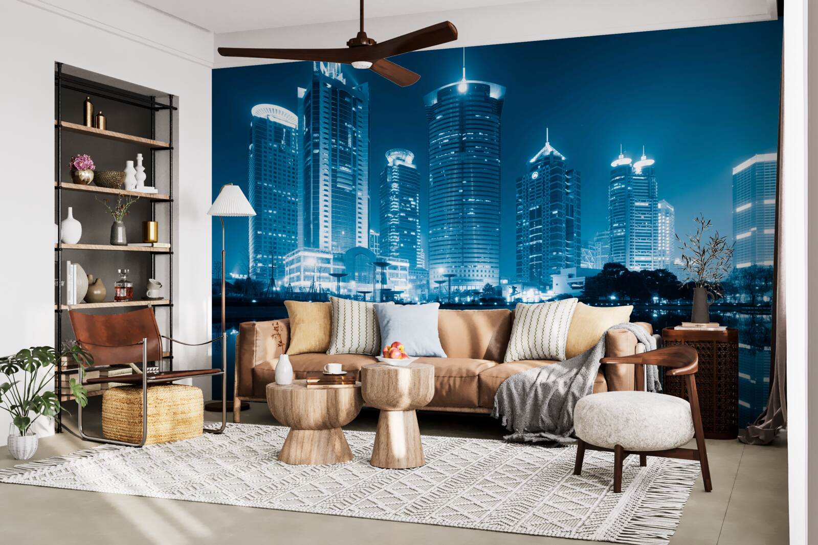 Fototapeta nocny szanghaj w świetle latarni