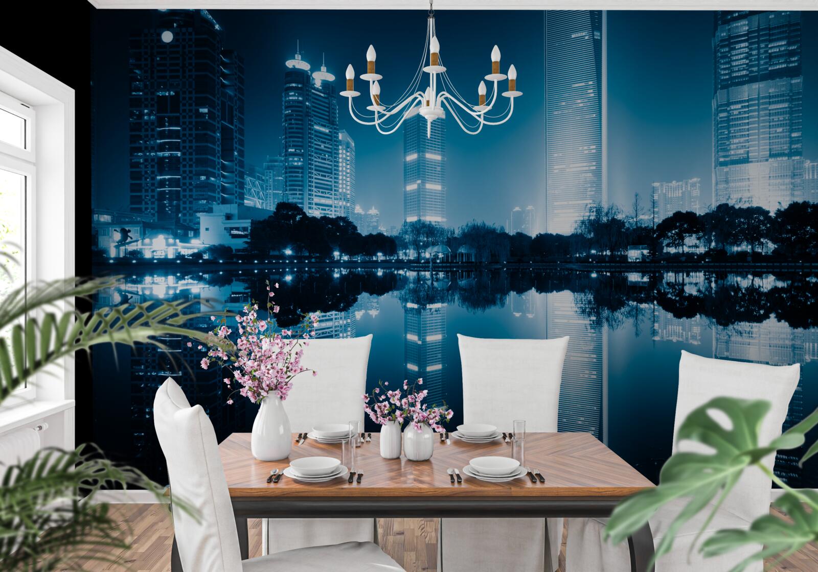 Fototapeta wyświetlanie nocnych świateł miasta