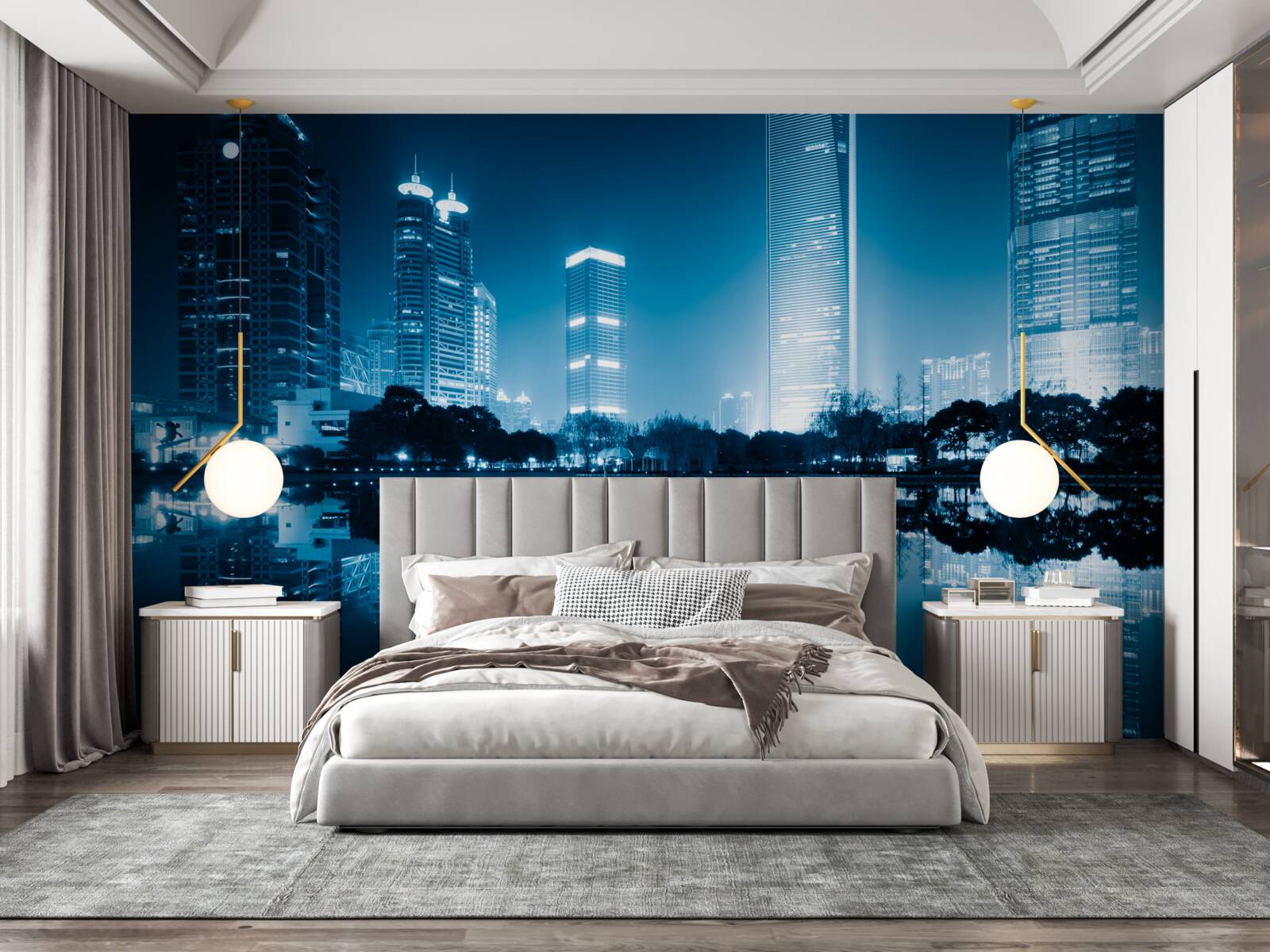 Fototapeta wyświetlanie nocnych świateł miasta