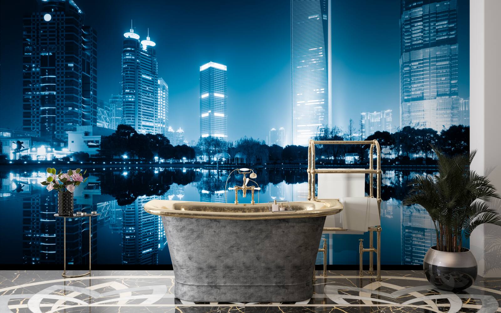 Fototapeta wyświetlanie nocnych świateł miasta