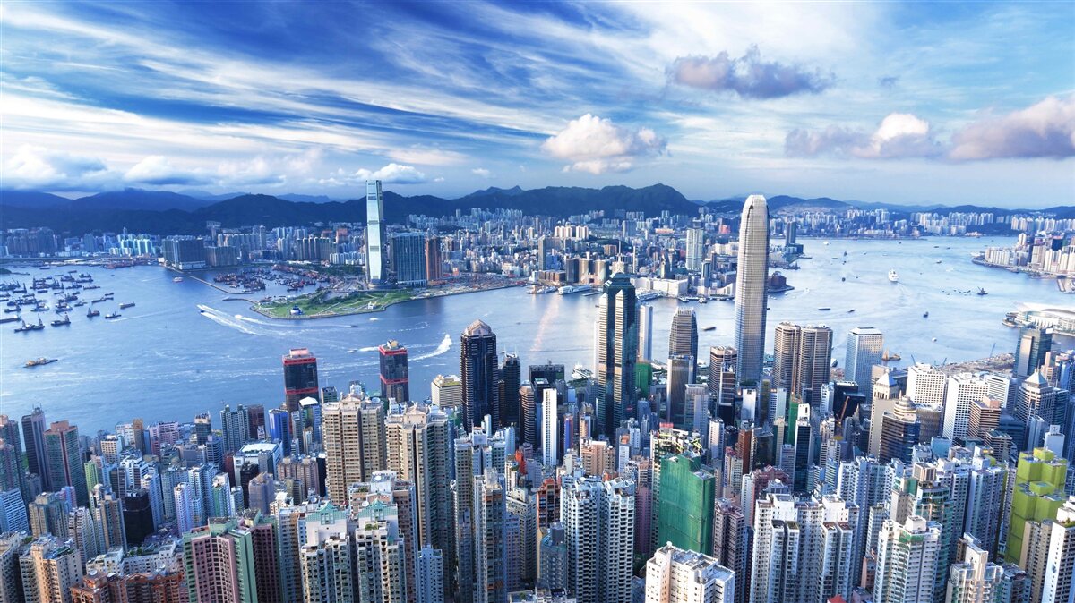 Fototapeta wieżowce w porcie wiktorii