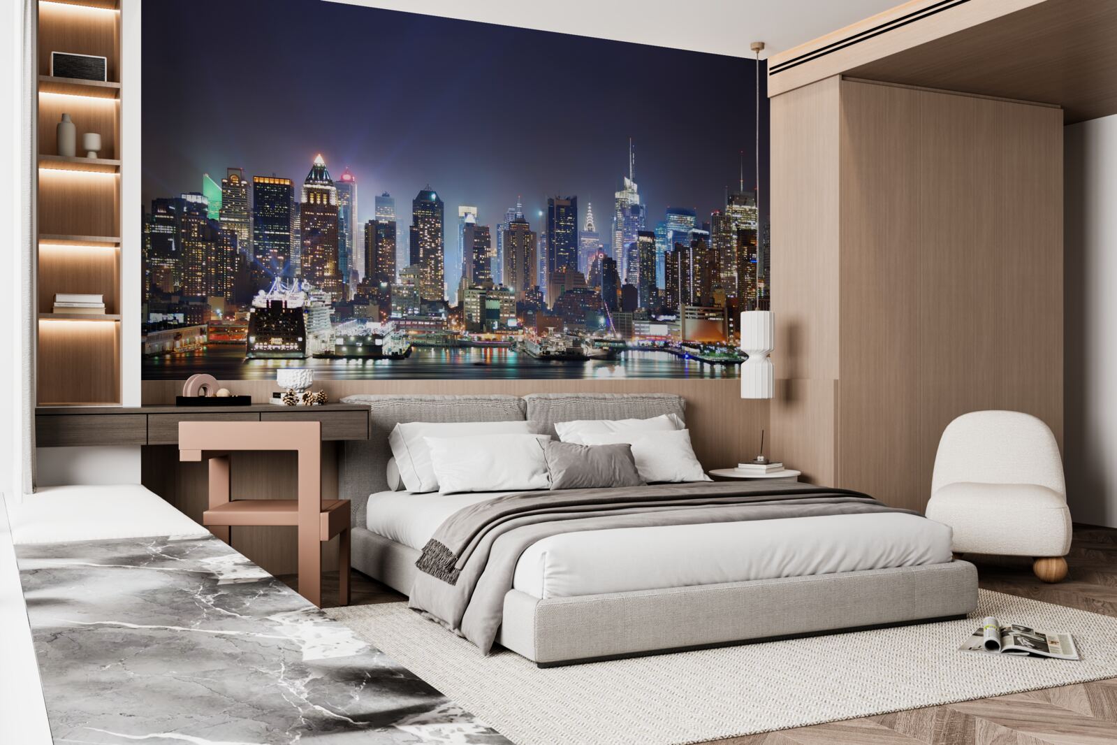 Fototapeta wieżowce dużego miasta nocą