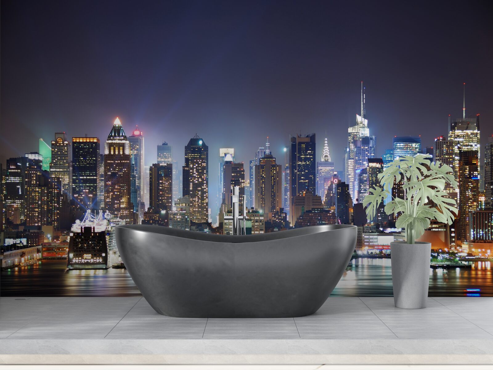 Fototapeta wieżowce dużego miasta nocą