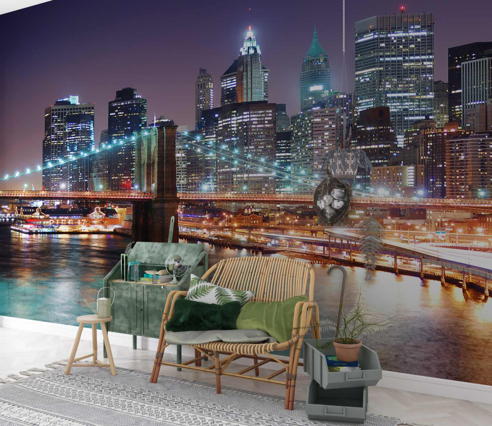 Fototapeta most brookliński w nocnej panoramie