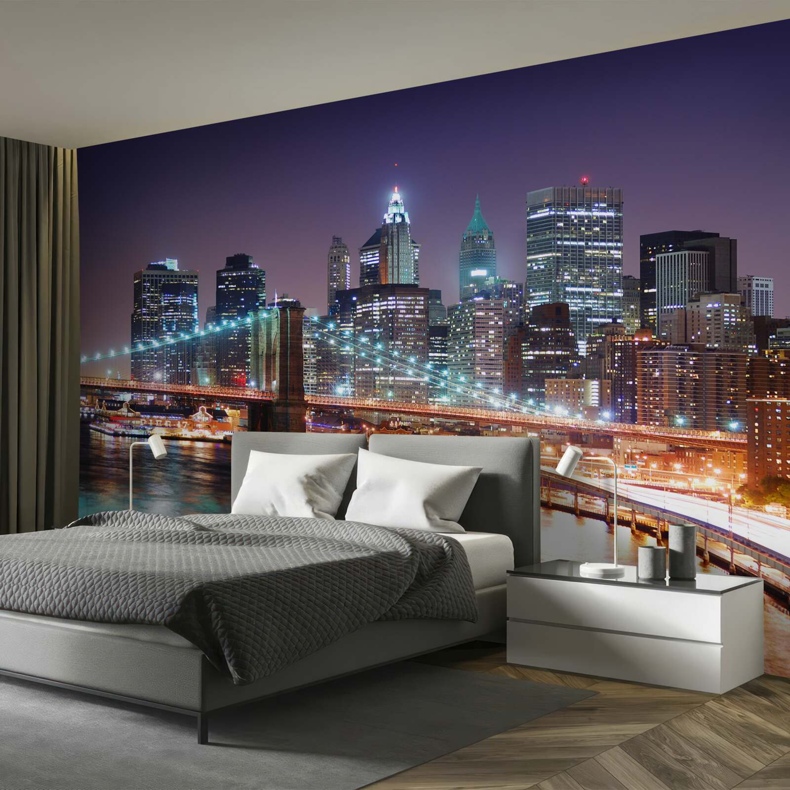 Fototapeta most brookliński w nocnej panoramie