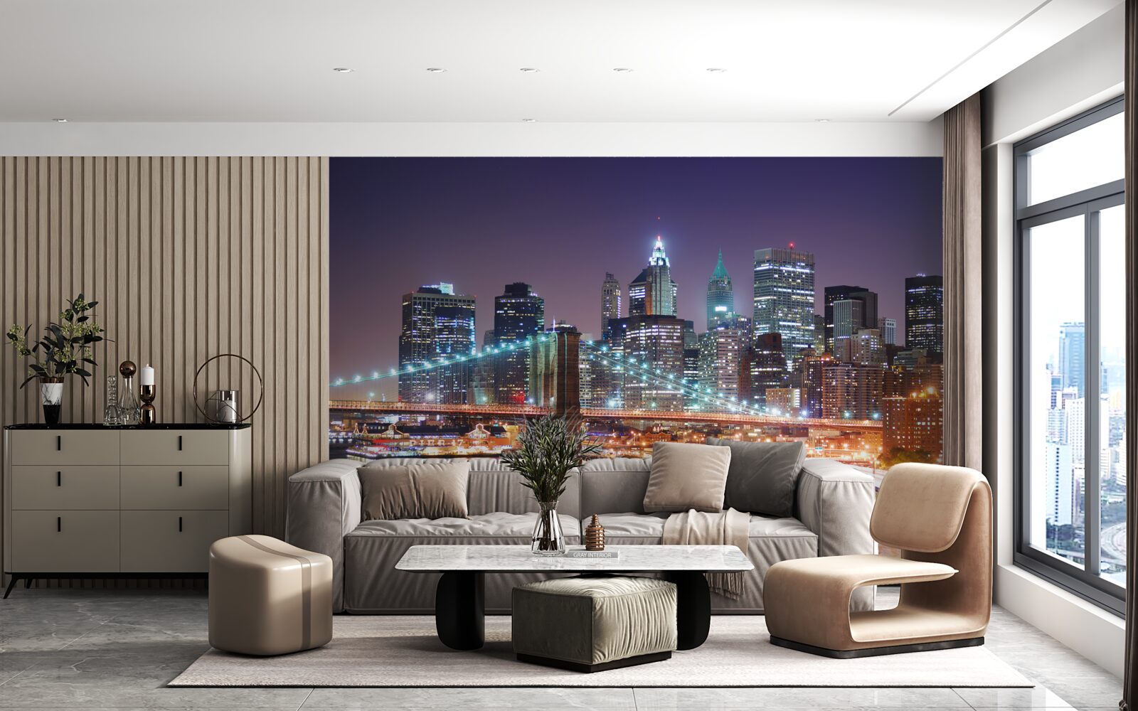 Fototapeta most brookliński w nocnej panoramie