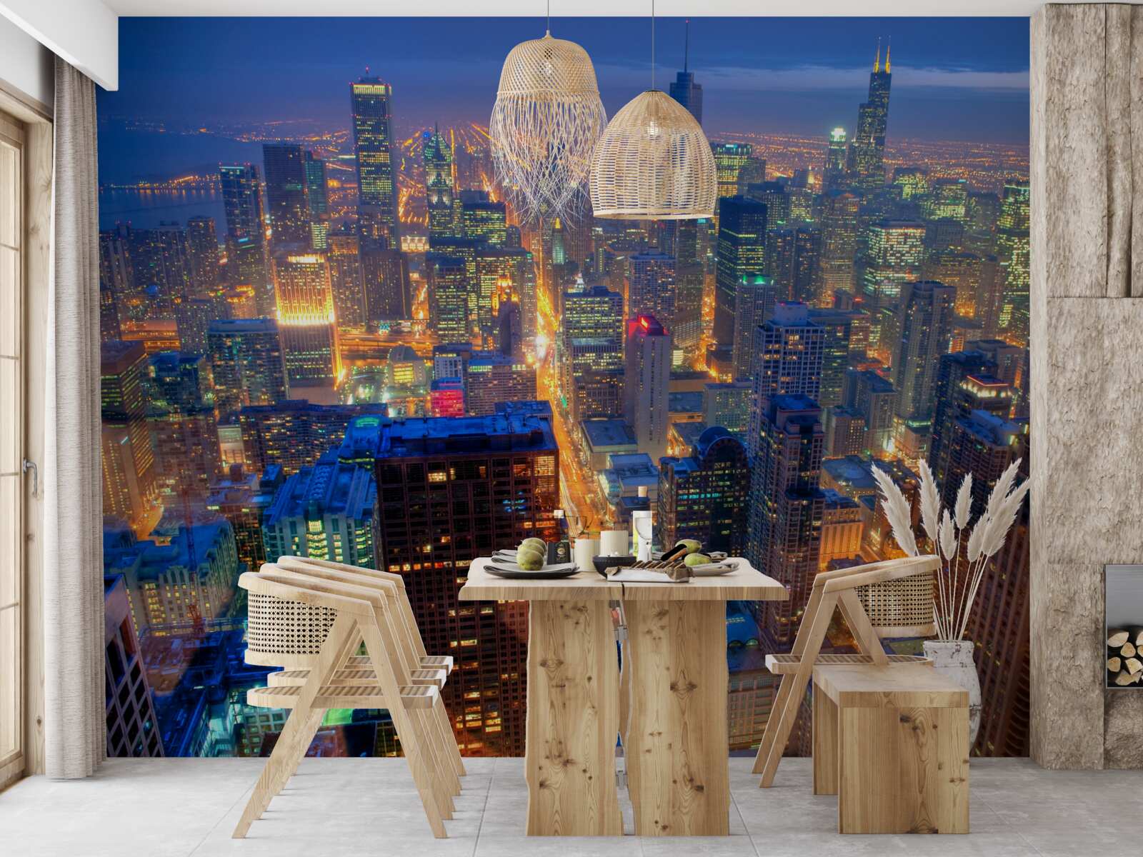 Fototapeta Światła chicago city oświetlają ulice