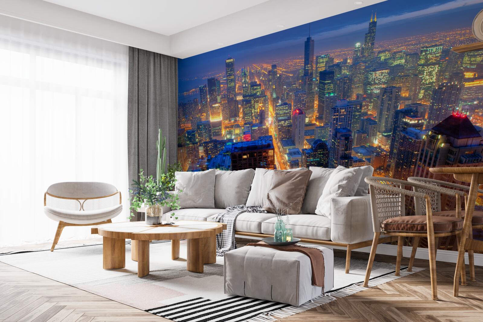 Fototapeta Światła chicago city oświetlają ulice