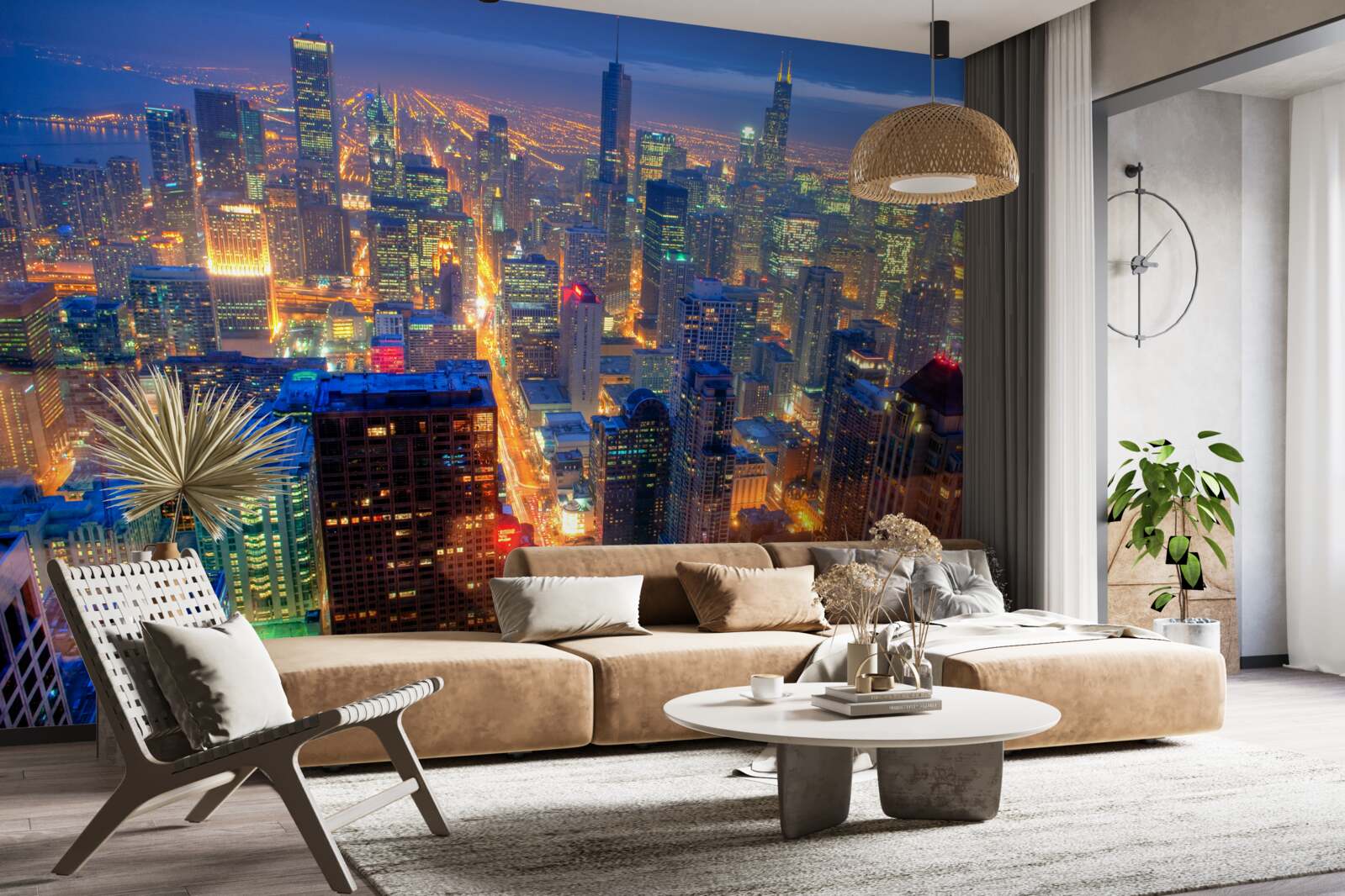 Fototapeta Światła chicago city oświetlają ulice