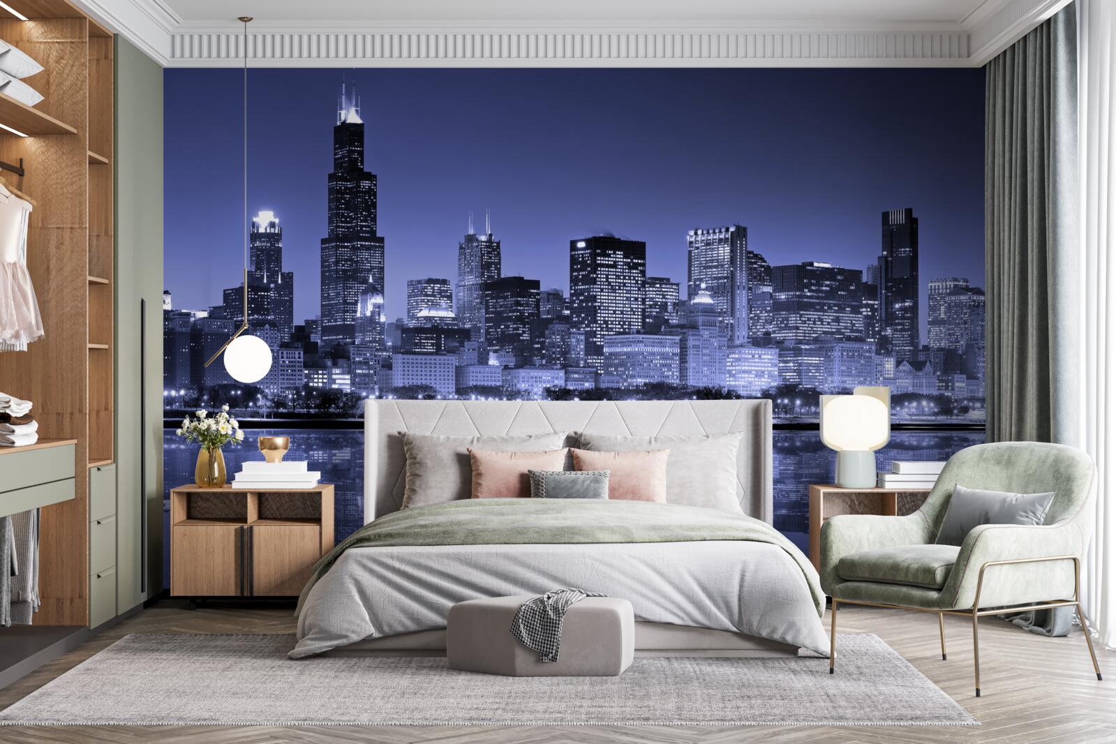 Fototapeta nocny widok na chicago