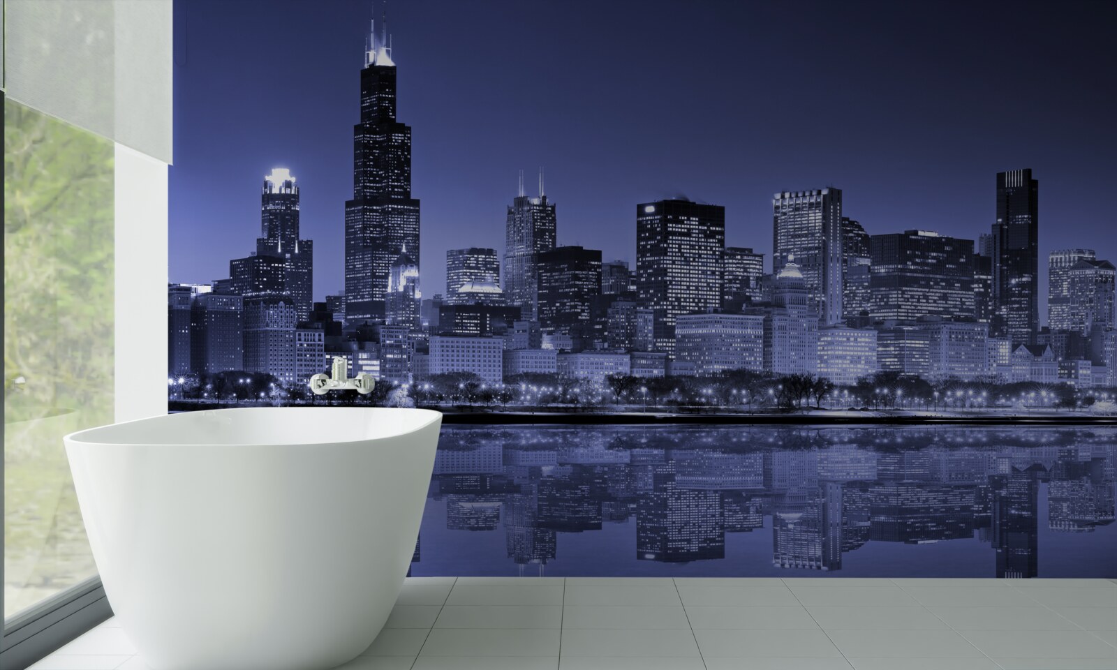 Fototapeta nocny widok na chicago