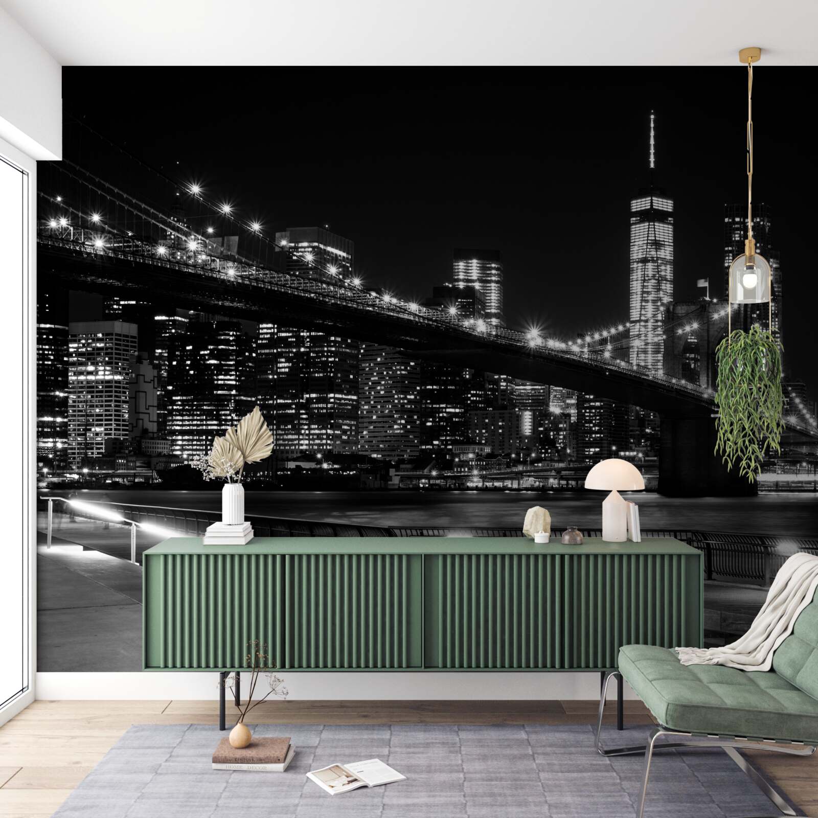 Fototapeta most brookliński i manhattan w czerni i bieli