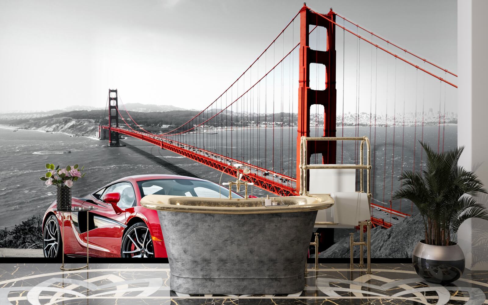 Fototapeta most w tle z mclarenem