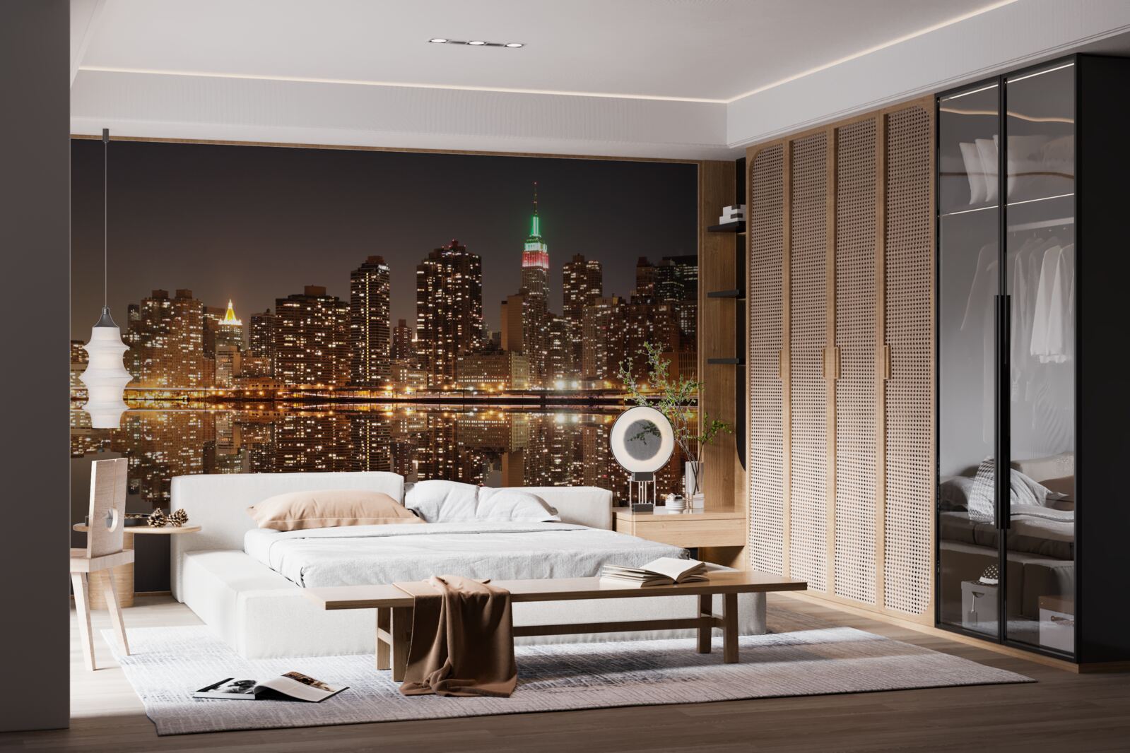 Fototapeta odbicie miasta w wodzie jest jak lustro