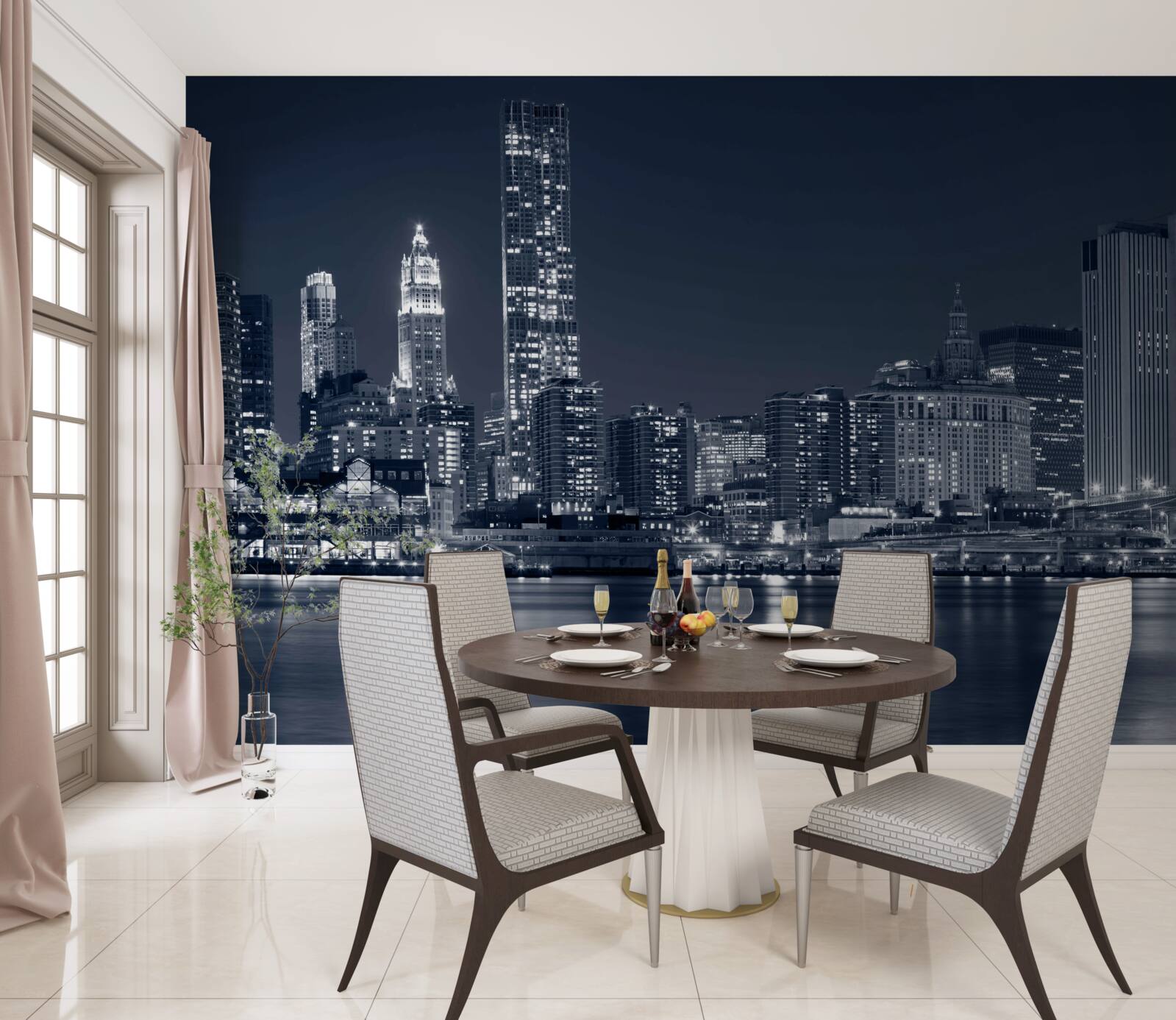 Fototapeta widok na oświetlone miasto