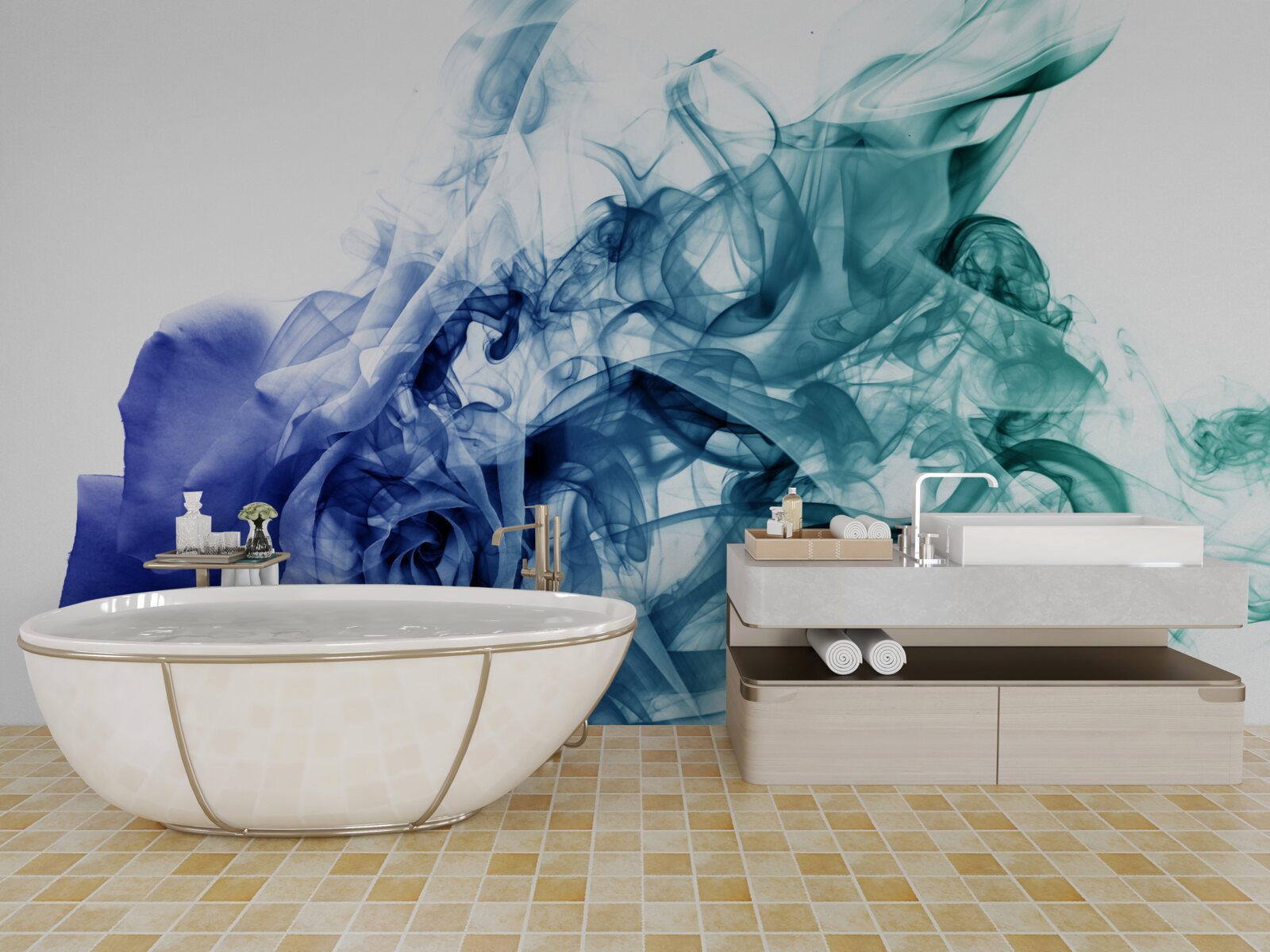 Fototapeta niebieska róża w mgle niebiańskiego błękitu