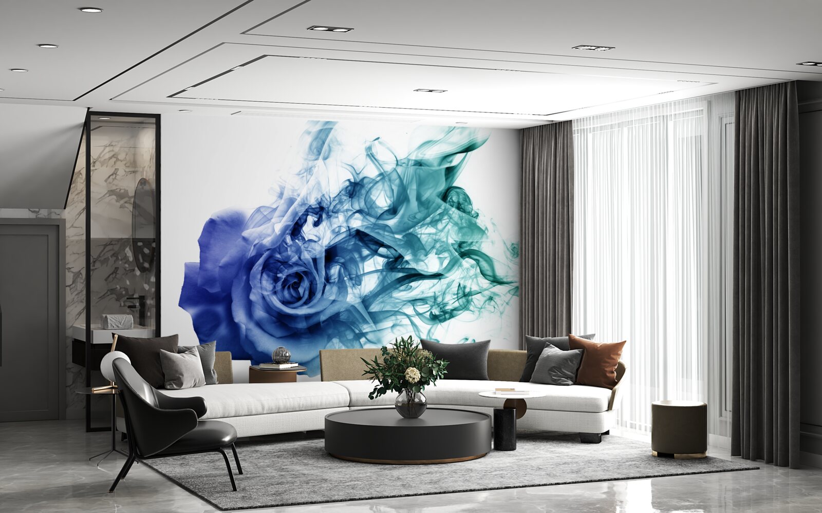 Fototapeta niebieska róża w mgle niebiańskiego błękitu