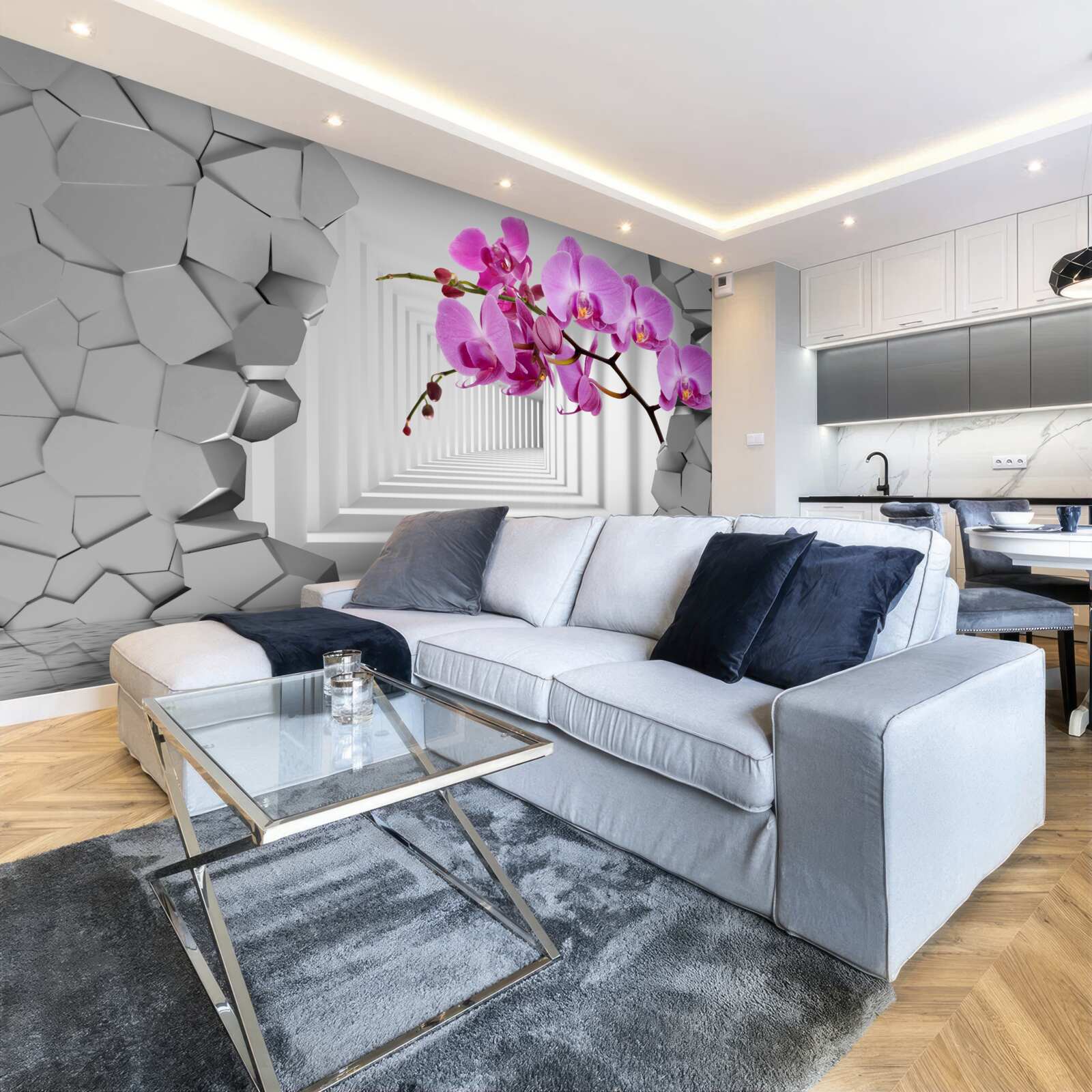 Fototapeta orchidea penetruje ścianę swoją gałęzią