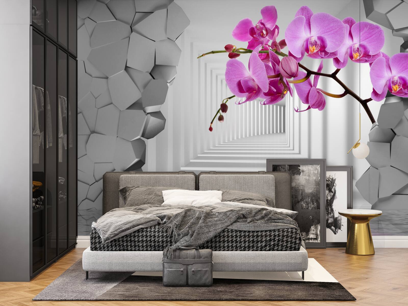 Fototapeta orchidea penetruje ścianę swoją gałęzią